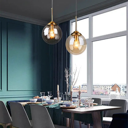 Modern Luxury Metal Chandelier Nordic LED Glass Pendant Lamp with E27 Base