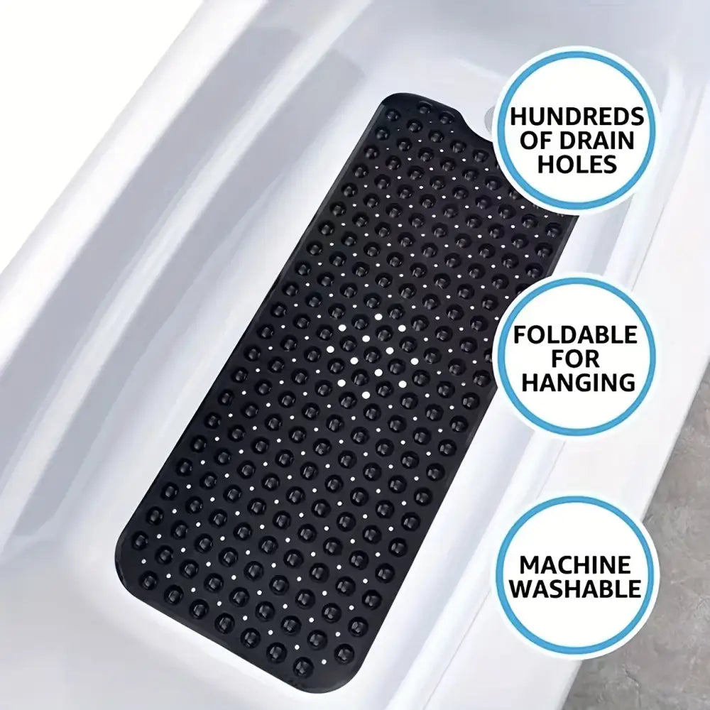 Non-Slip Shower/Bathtub Mat 200 Suction Cups Drain Holes Machine Washable
