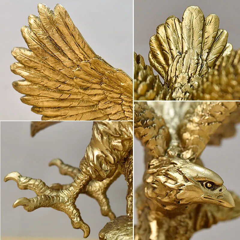 Nordic Resin Golden Eagle Animal Figurines Hawk Statue Craft Sculpture