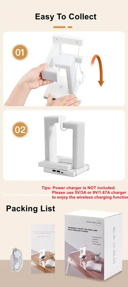 Novelty Floating LED Desk Lamp - Wireless Charger, Dimmable & Touch Control