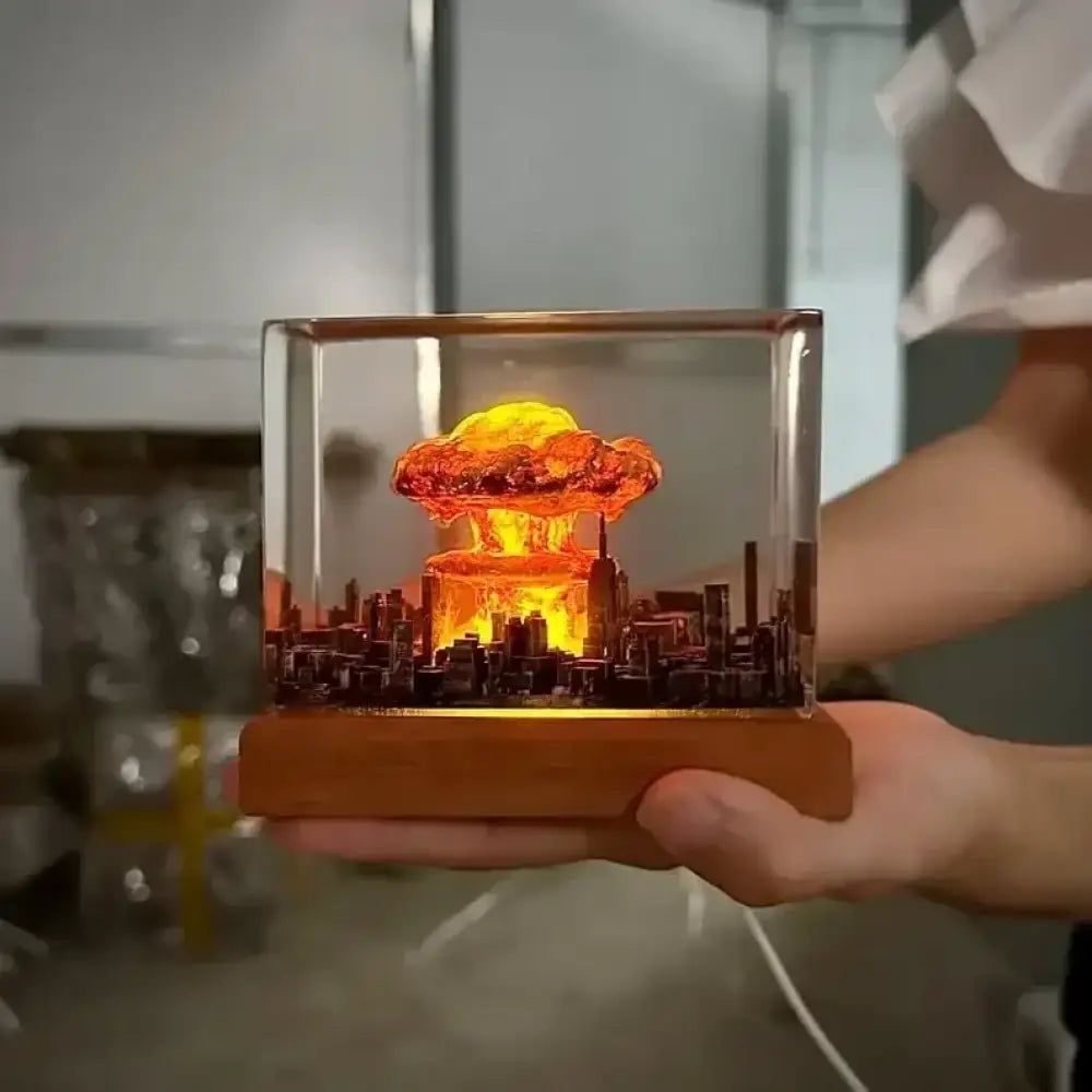 Nuclear Explosion Mushroom Cloud Lamp 3D Resin Diorama Night Light Detailed Artist Gift