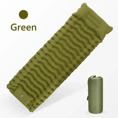 Outdoor Camping Inflatable Mattress with Built-in Pillow & Pump – Thick, Waterproof Sleeping Pad