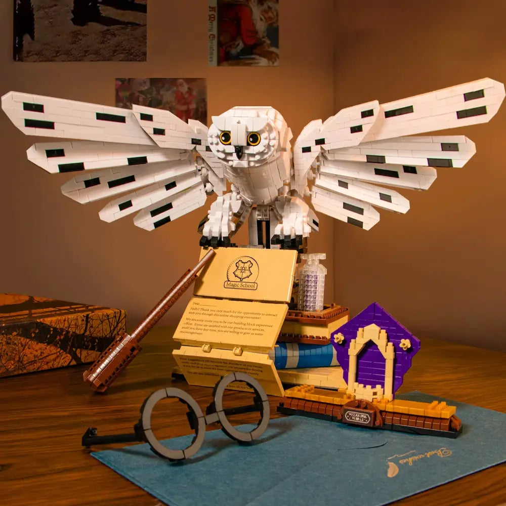 Owl Doctor Magic Book Building Blocks Animal Bird Model Bricks with Lights