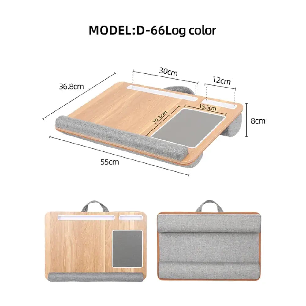 Portable Bamboo Laptop Desk Built-in Mouse Pad & Storage for Sofa & Bed