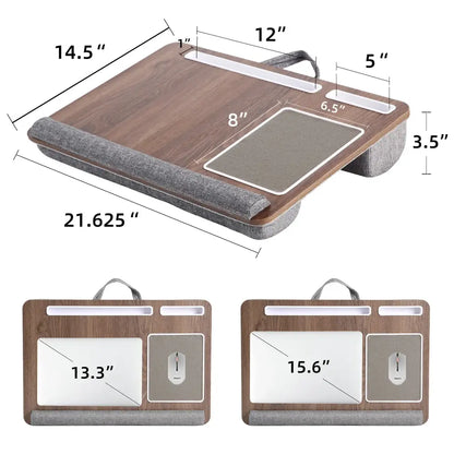 Portable Bamboo Laptop Desk Built-in Mouse Pad & Storage Sofa Bed