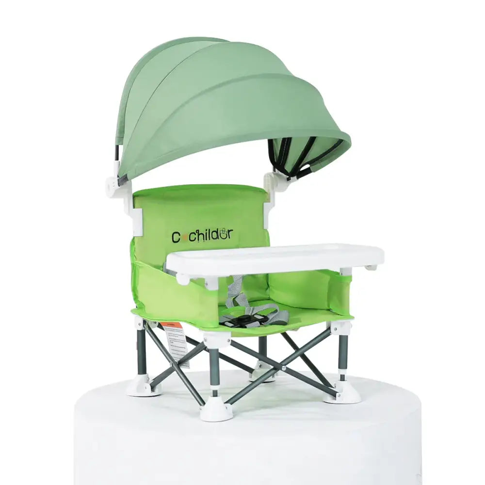 Portable Kids' Folding Camping Chair Adjustable High Chair with Canopy