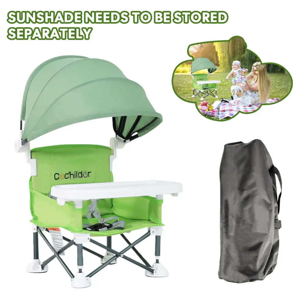 Portable Kids' Folding Camping Chair Adjustable High Chair with Canopy