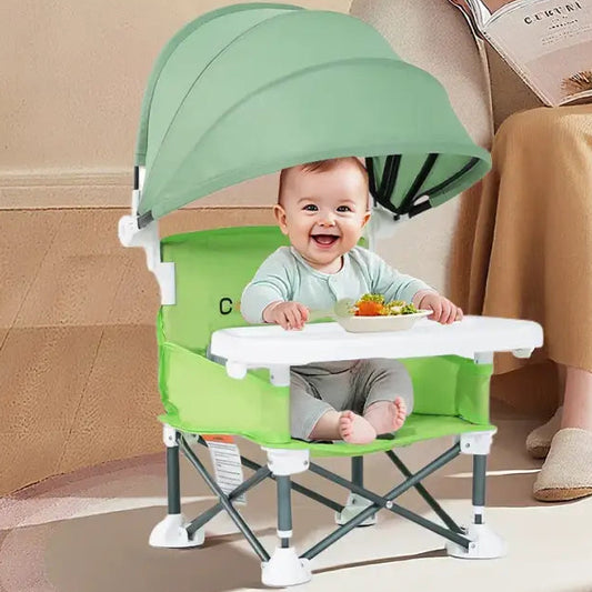 Portable Kids Folding Camping Chair Adjustable High Chair with Canopy