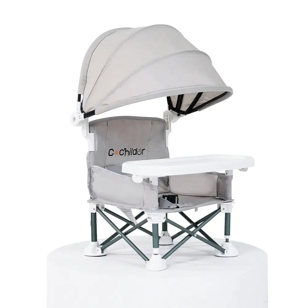 Portable Kids' Folding Camping Chair Adjustable High Chair with Canopy