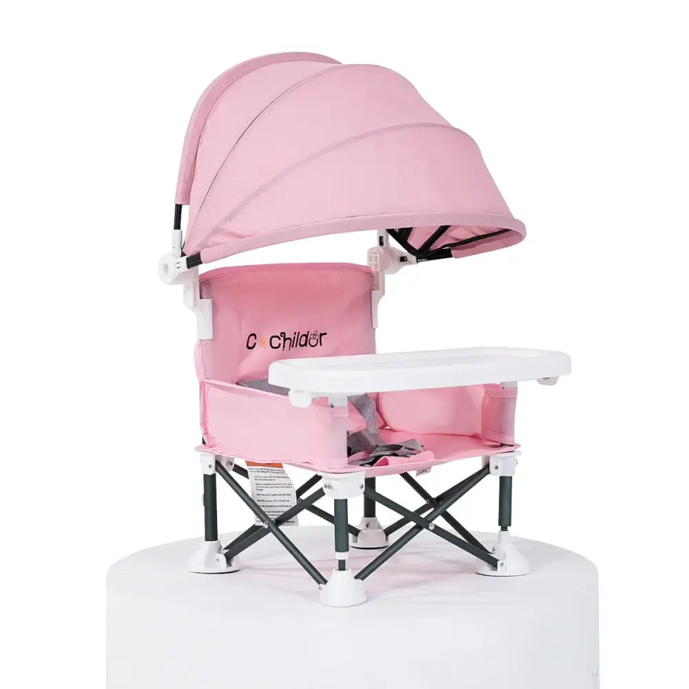 Portable Kids' Folding Camping Chair Adjustable High Chair with Canopy