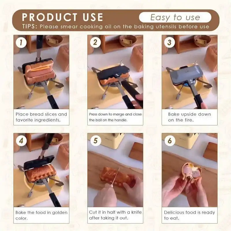 Step-by-step guide on using a portable grill to cook food.