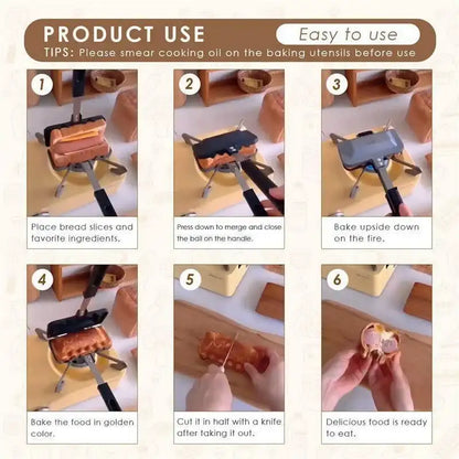 Step-by-step guide on using a portable grill to cook food.