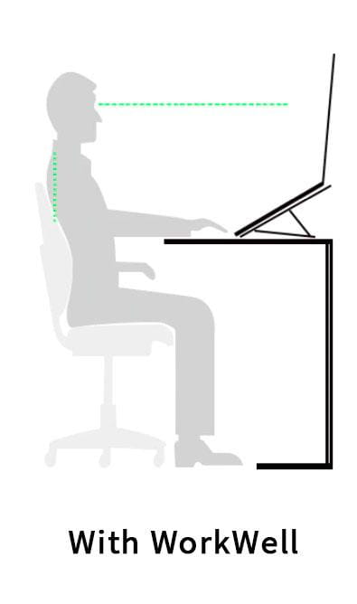 Correct posture with WorkWell Laptop Stand at eye level