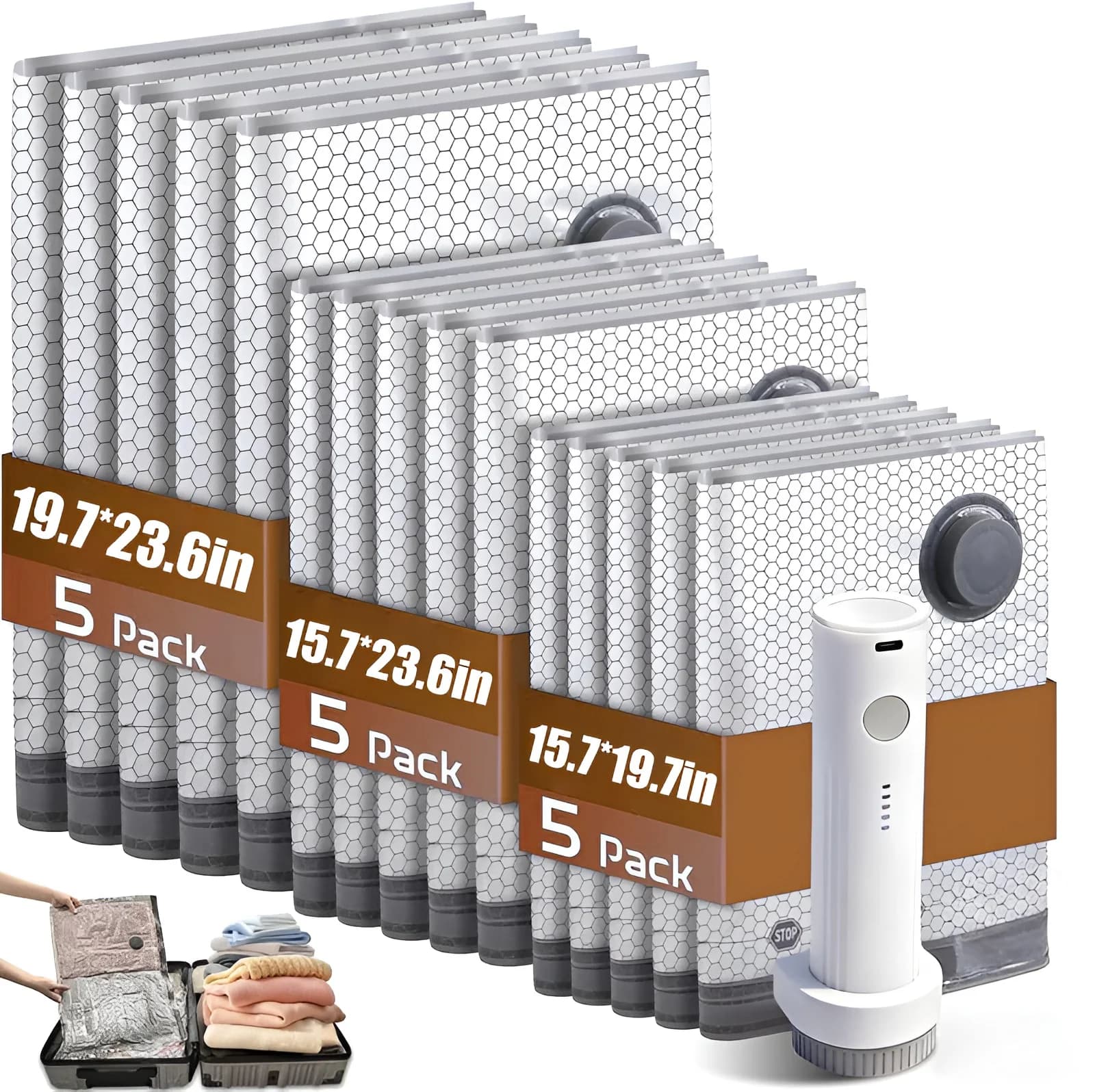 Packaging of radiator covers with a handheld tool on a white background