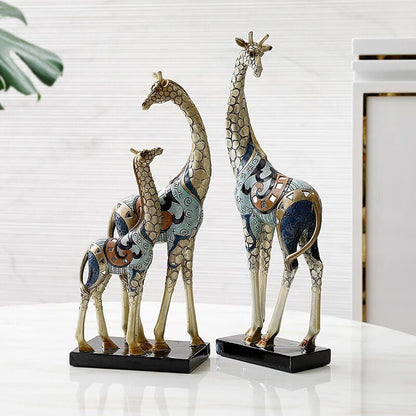 Resin LUCKY Giraffe Elk Figurine Statue Home Living Room Decor Crafts Sculpture