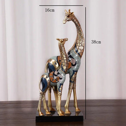 Resin LUCKY Giraffe Elk Figurine Statue Home Living Room Decor Crafts Sculpture