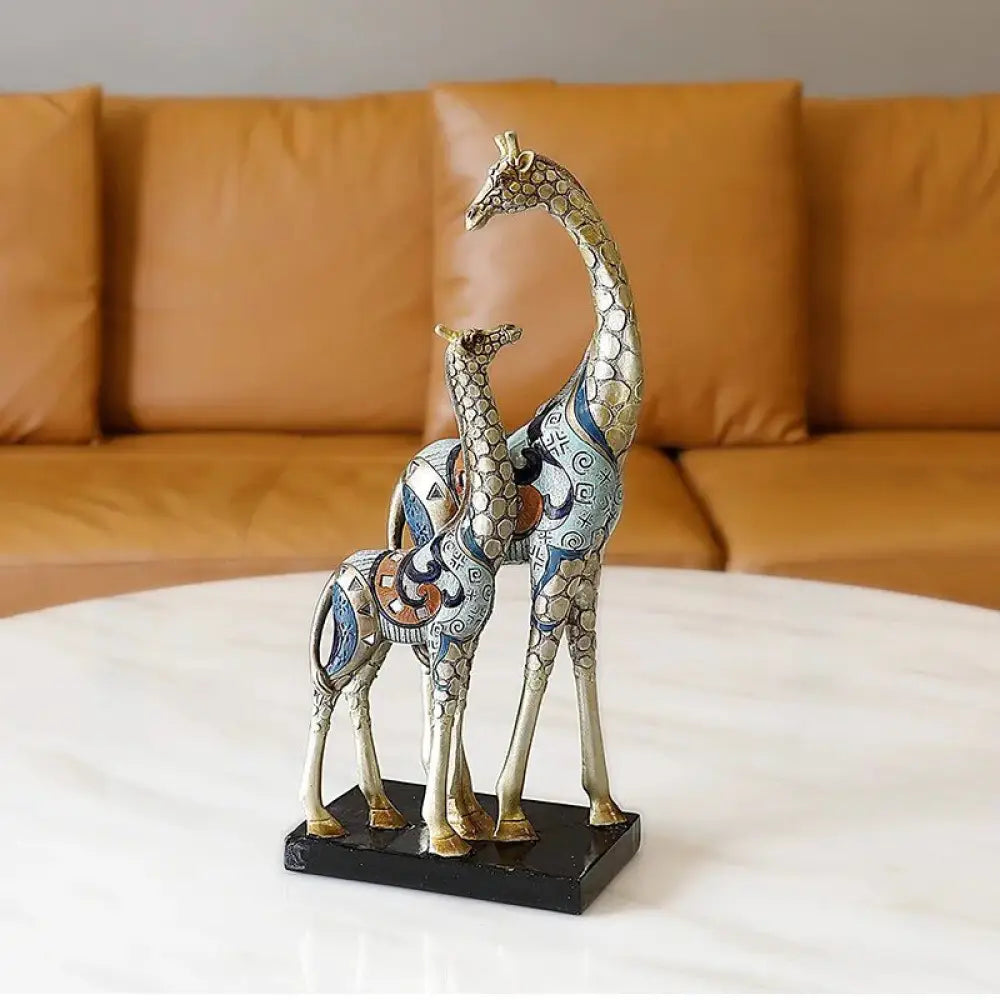 Resin LUCKY Giraffe Elk Figurine Statue Home Living Room Decor Crafts Sculpture