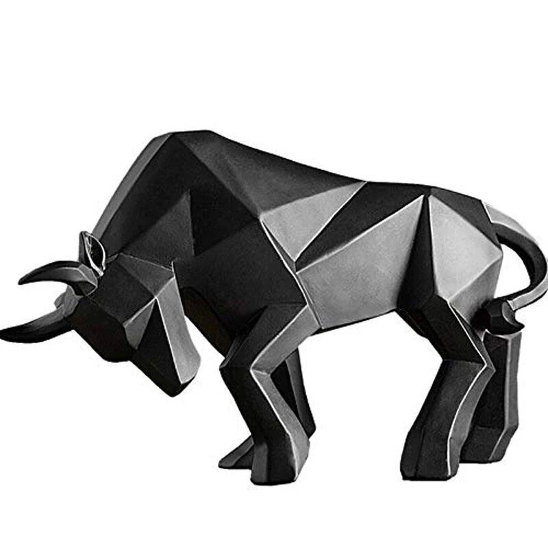 Resin Wall Street Bull Statue Bison Sculpture Decoration Abstract Animal Figurine