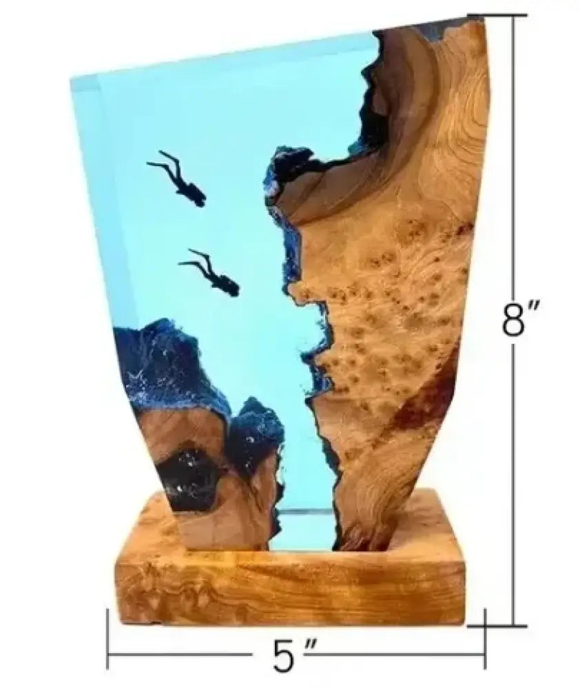 Seabed World Diving Cave Resin Table Light Creative Art Decoration USB Night Light