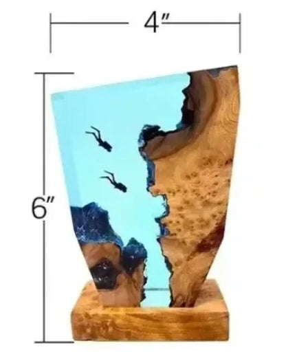 Seabed World Diving Cave Resin Table Light Creative Art USB Night Light