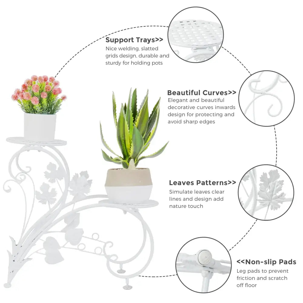 Set of 2 Metal Plant Stands 4-Tier Rustproof Flower Display Rack for Indoor