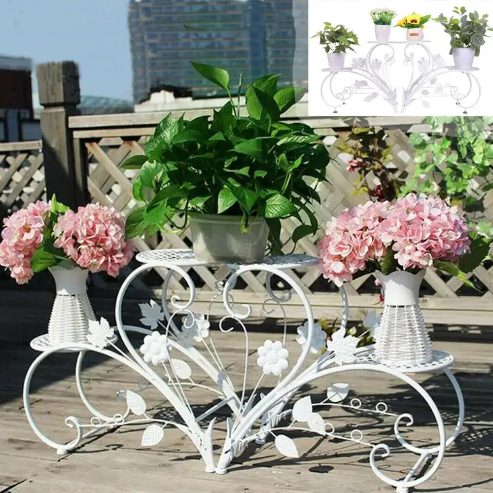 Set of 2 Metal Plant Stands 4-Tier Rustproof Flower Display Rack for Indoor