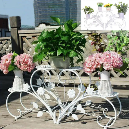 Set of 2 Metal Plant Stands 4-Tier Rustproof Flower Display Rack Indoor