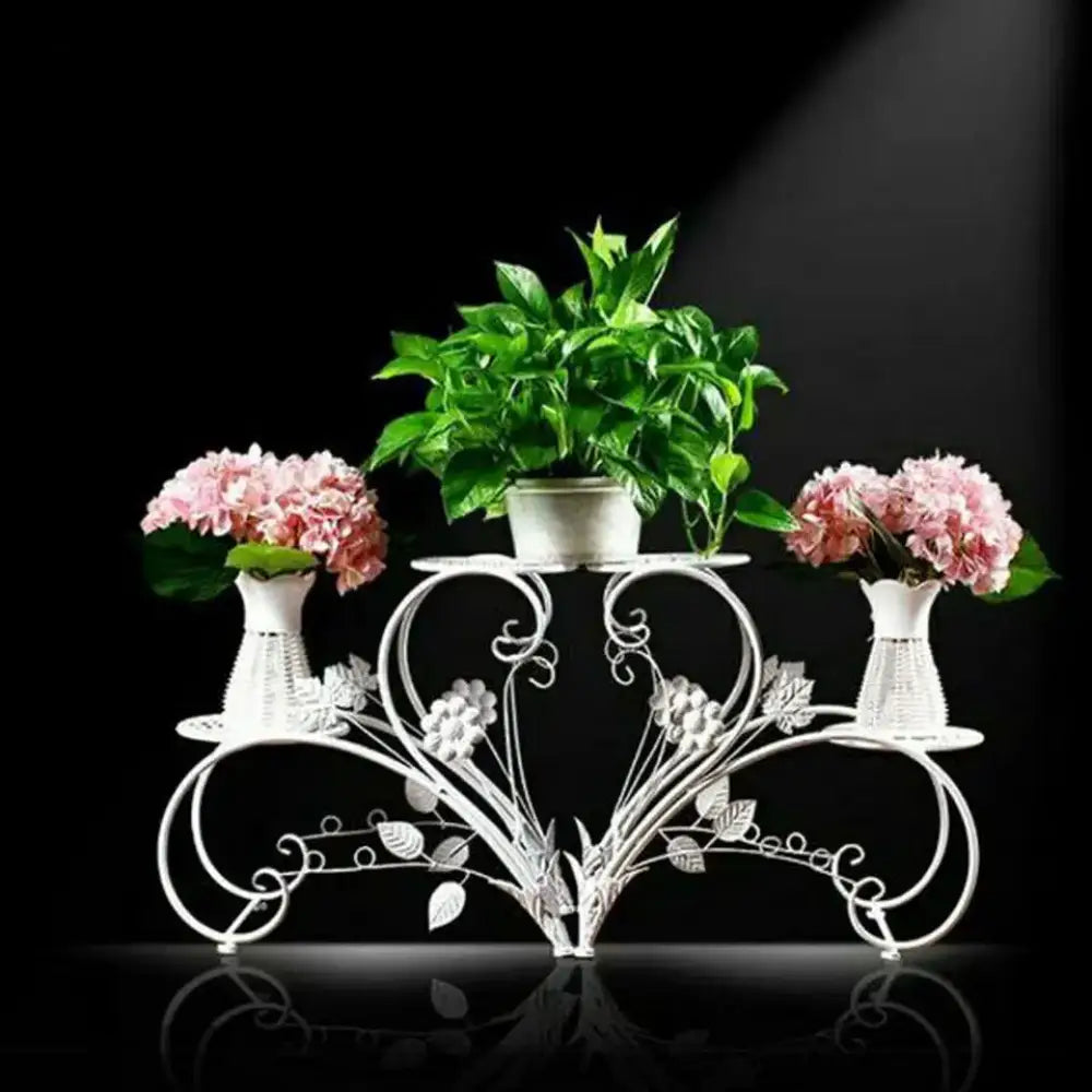 Set of 2 Metal Plant Stands 4-Tier Rustproof Flower Display Rack for Indoor