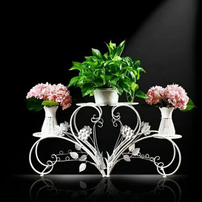 Set of 2 Metal Plant Stands 4-Tier Rustproof Flower Display Rack Indoor