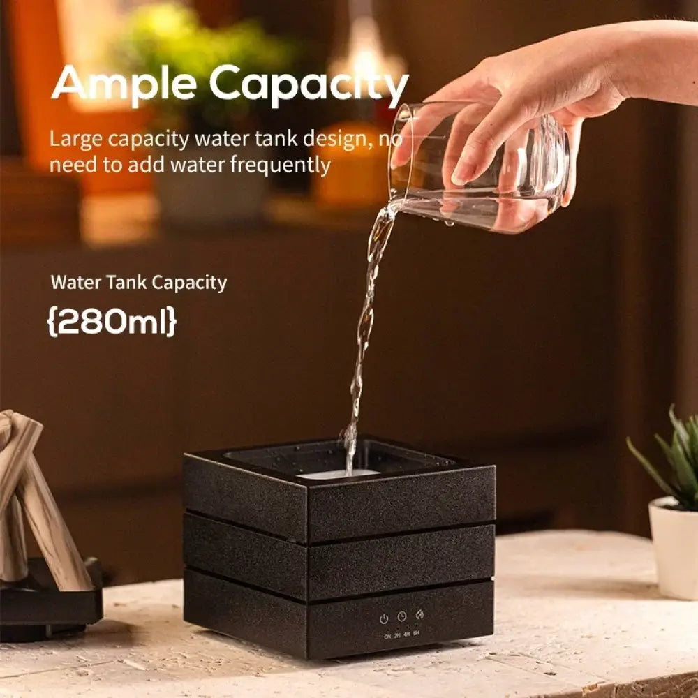 Simulated Flame Bonfire Aroma Diffuser Ultrasonic Cool Mist Humidifier 280ml LED Lamp