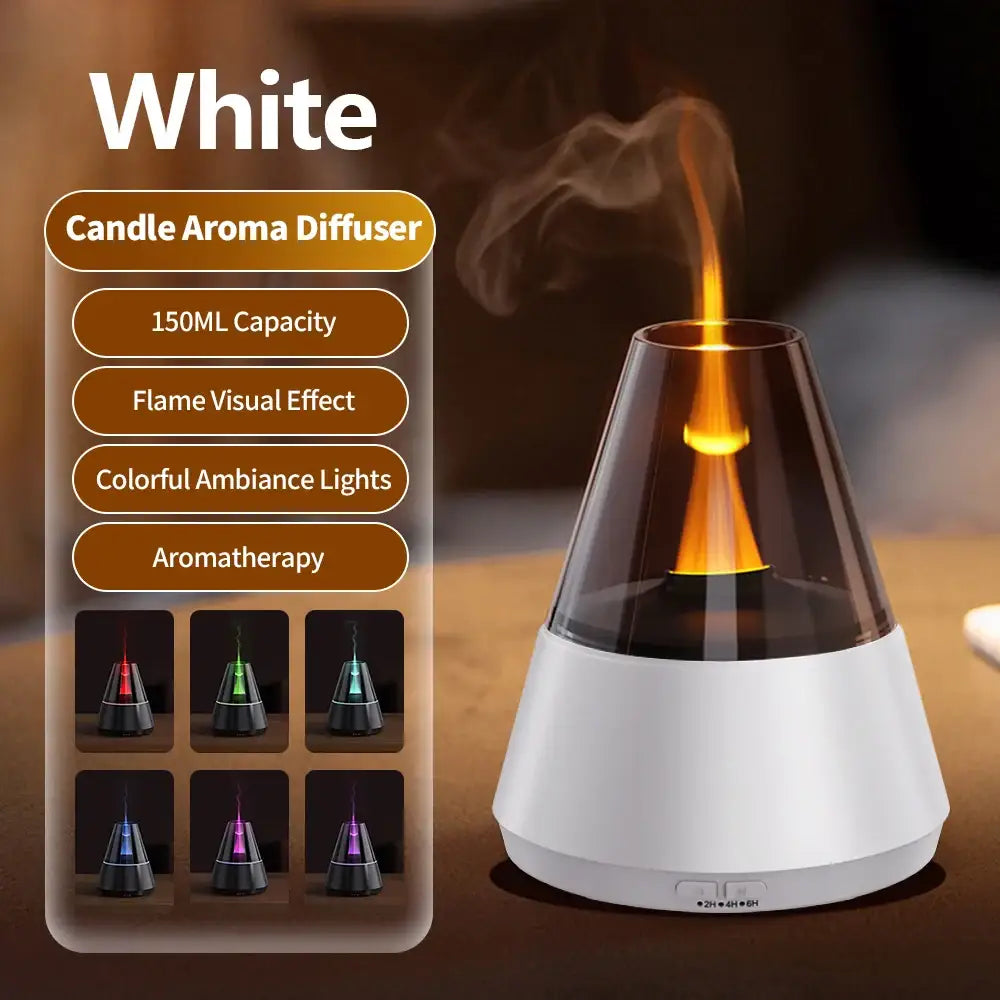 Simulated Flame Bonfire Aroma Diffuser Ultrasonic Cool Mist Humidifier 280ml LED Lamp