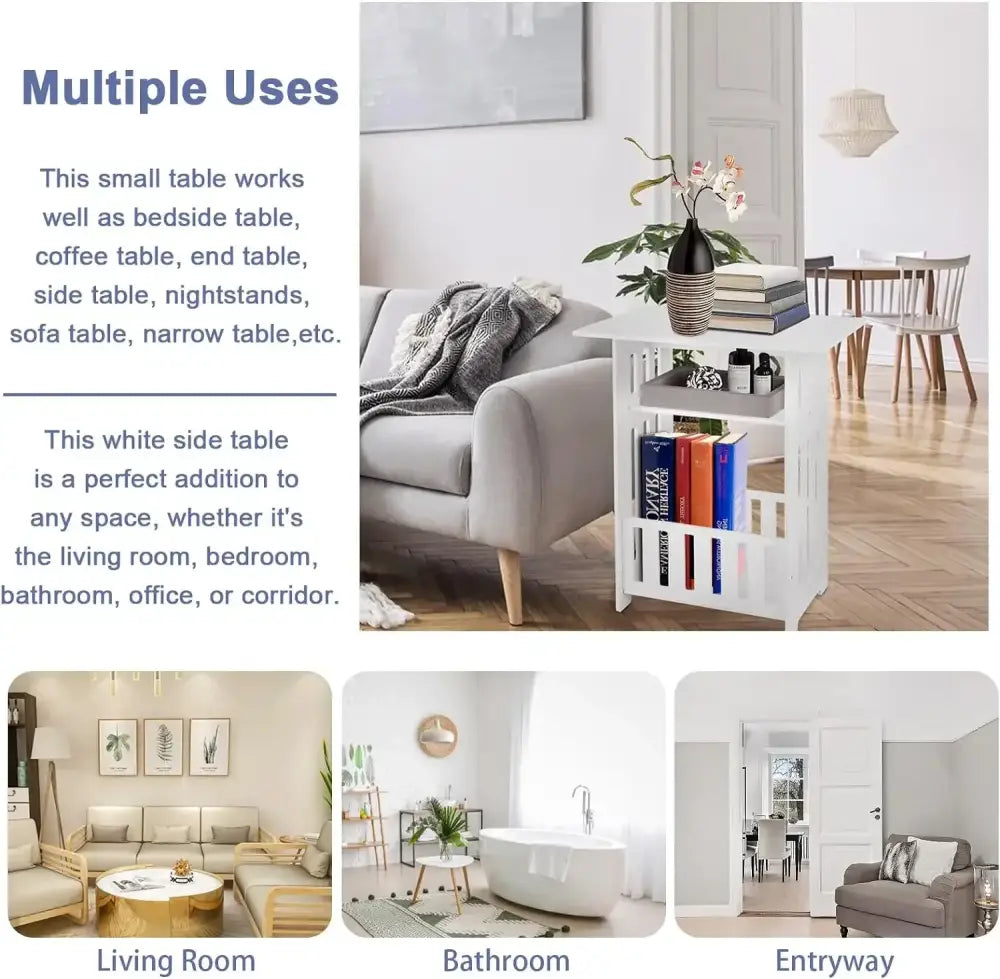Small Bedside Table & Sofa Side End Table Living Room Cabinet Nightstand Storage