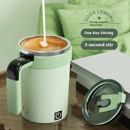 Smart Magnetic Auto Stirring Cup – Portable Temp Measure, USB Charging
