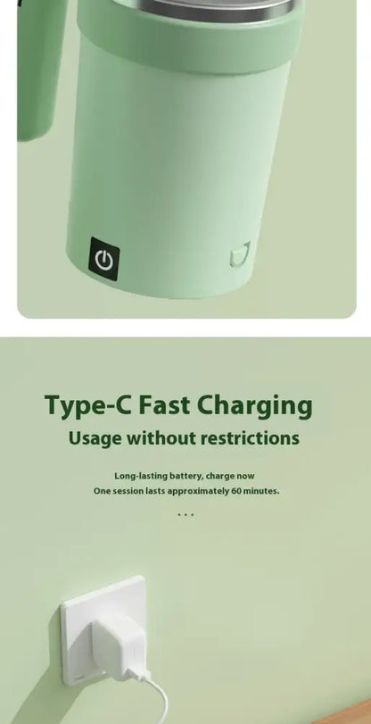 Smart Magnetic Auto Stirring Cup – Portable Temp Measure, USB Charging