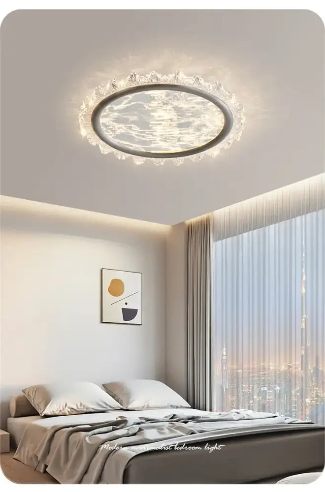 Smart Modern Cloud Crystal LED Ceiling Light 3-Color Dimmable & WiFi Ready Fixture