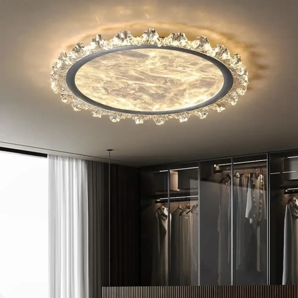 Smart Modern Cloud Crystal LED Ceiling Light 3-Color Dimmable & WiFi Ready Fixture