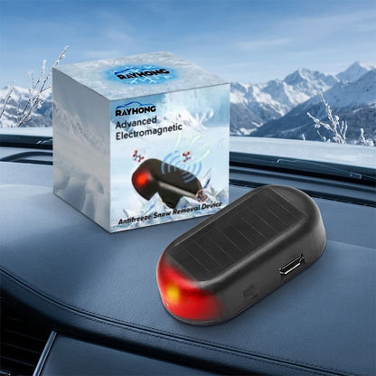 advanced electromagnetic antifreeze snow removal device on a car dashboard with a mountainous background.