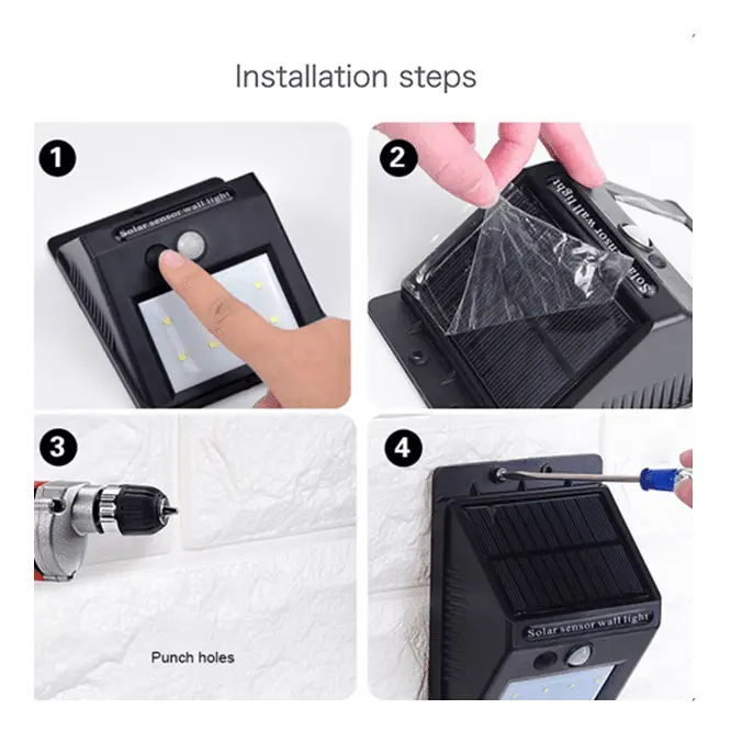 Solar Power 20 LED PIR Motion Sensor Wall Light Waterproof Outdoor.