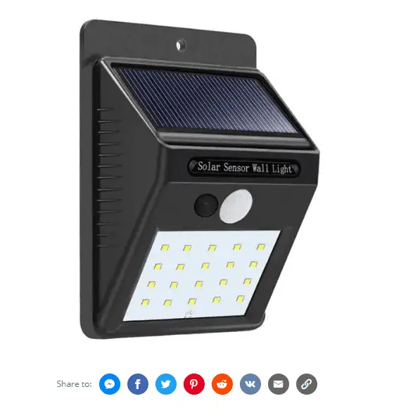 Solar Power 20 LED PIR Motion Sensor Wall Light Waterproof Outdoor.