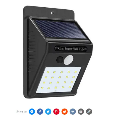 Solar Power 20 LED PIR Motion Sensor Wall Light Waterproof Outdoor.