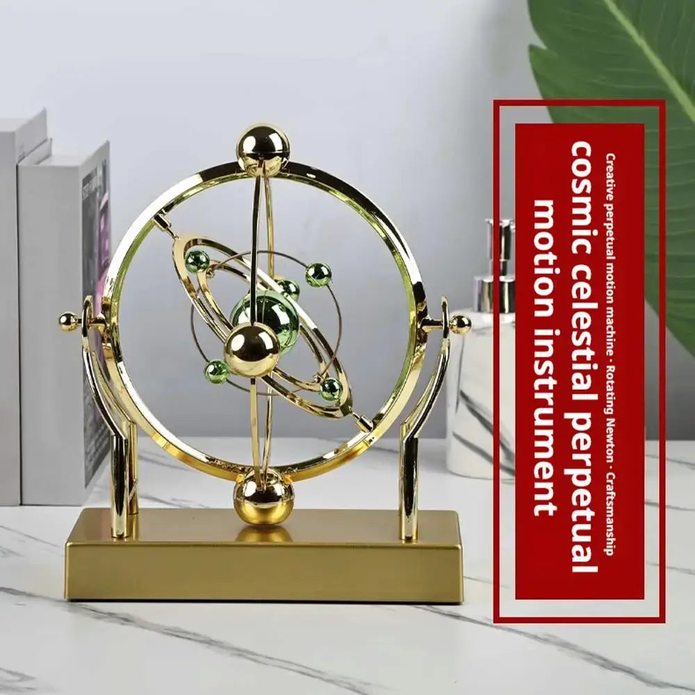 Space Celestial Body Perpetual Motion Machine Rotating Gold Desktop Kinetic Ornament