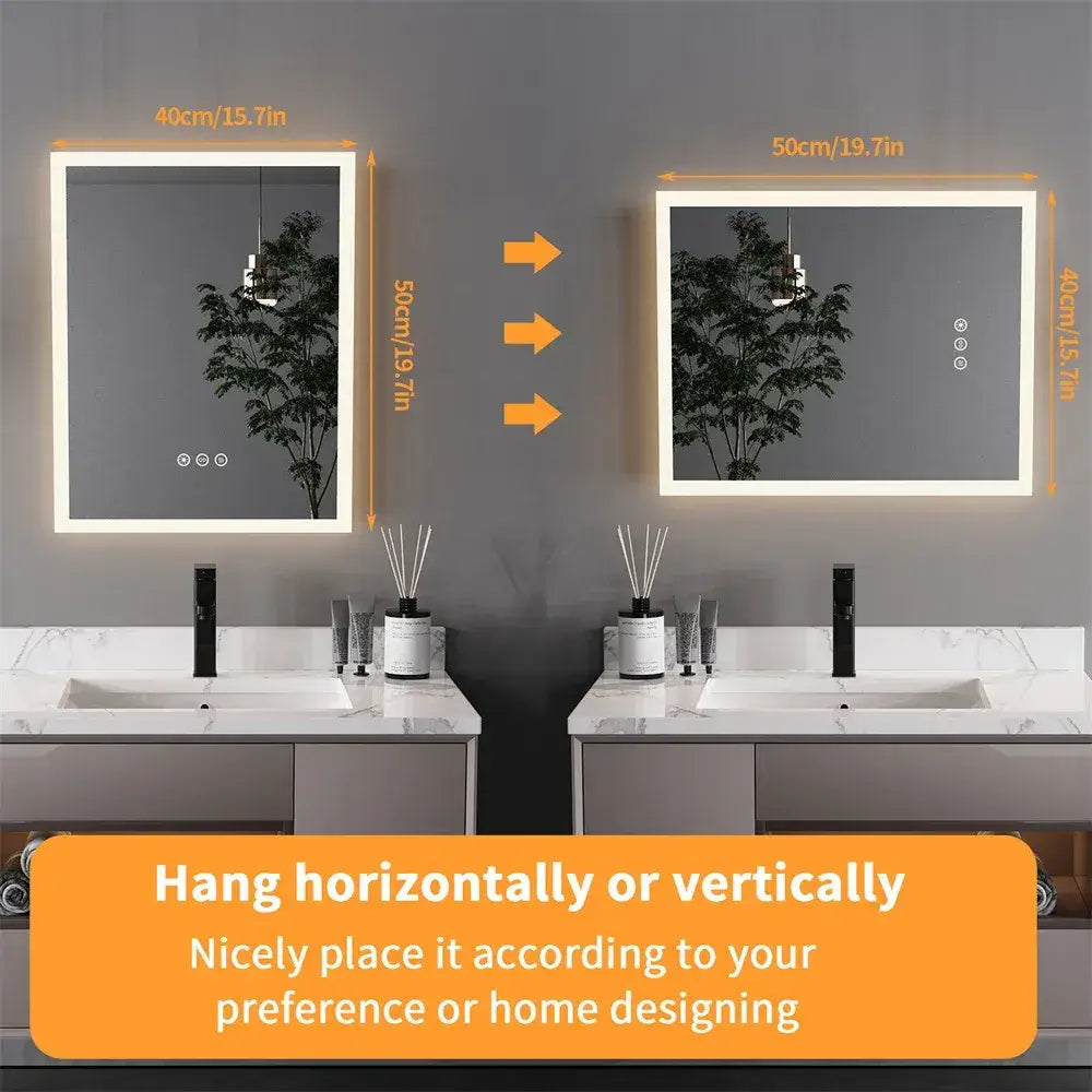 Square LED Backlit Bathroom Mirror - Dimmable Touch Sensor