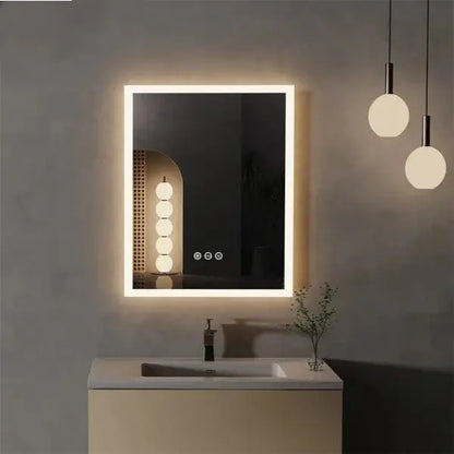 Square LED Backlit Bathroom Mirror | Dimmable, Anti-Fog & Touch Sensor Vanity Mirror