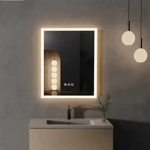 Square LED Backlit Bathroom Mirror | Dimmable, Anti-Fog & Touch Sensor Vanity Mirror