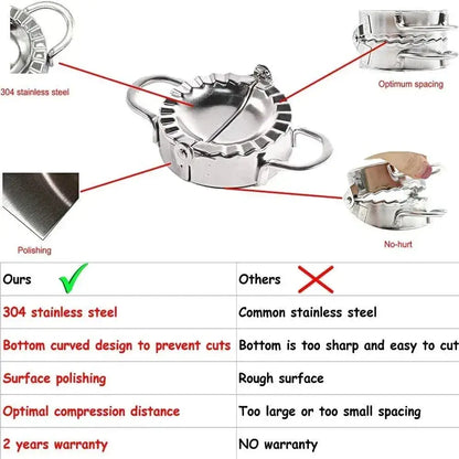 Stainless Steel Dumpling Maker Press Ravioli, Pierogi & Pastry Wrapper Mold for Easy Kitchen Prep
