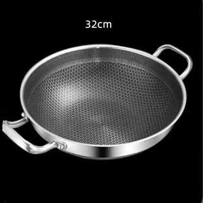 Stainless Steel Frying Pan – Food Grade Non-Stick Honeycomb Wok with Induction & Gas Stove Compatibility