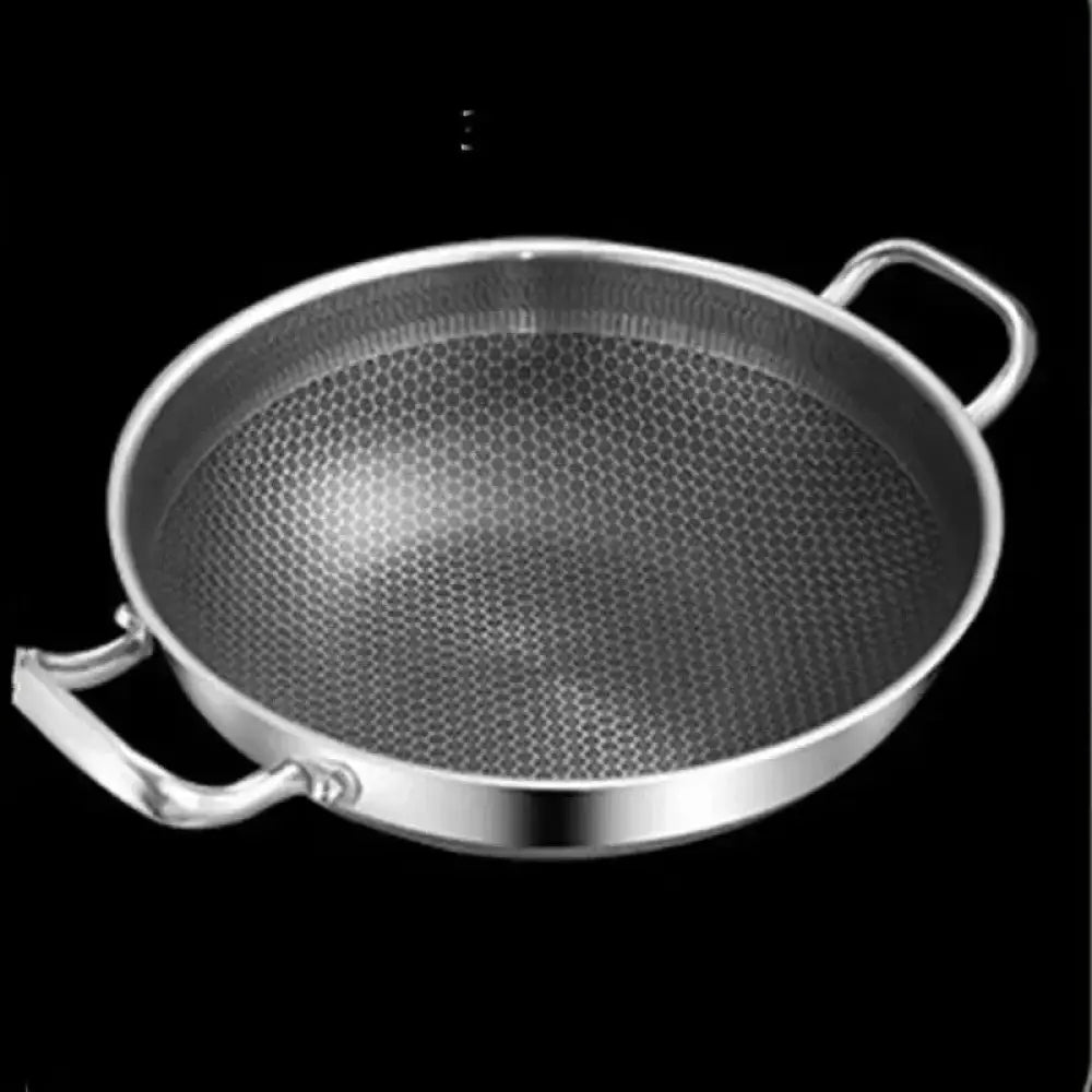 Stainless Steel Frying Pan – Food Grade Non-Stick Honeycomb Wok with Induction & Gas Stove Compatibility