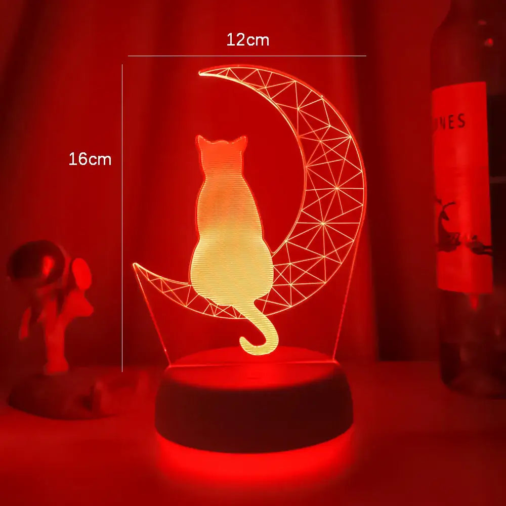 The newest 3D Acrylic LED night Light Moon Cat Figure Nightlight