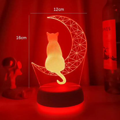 The newest 3D Acrylic LED night Light Moon Cat Figure Nightlight
