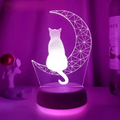 The newest 3D Acrylic LED night Light Moon Cat Figure Nightlight